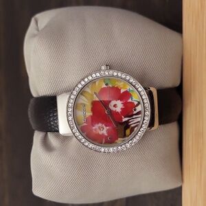 Chico's Colorful Floral Rhinestone Cuff Watch
